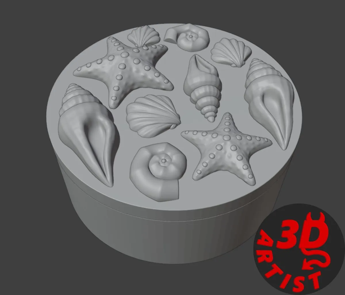 Seashells Box 3D Print Model .c4d .max .obj .3ds .fbx .stl .blend