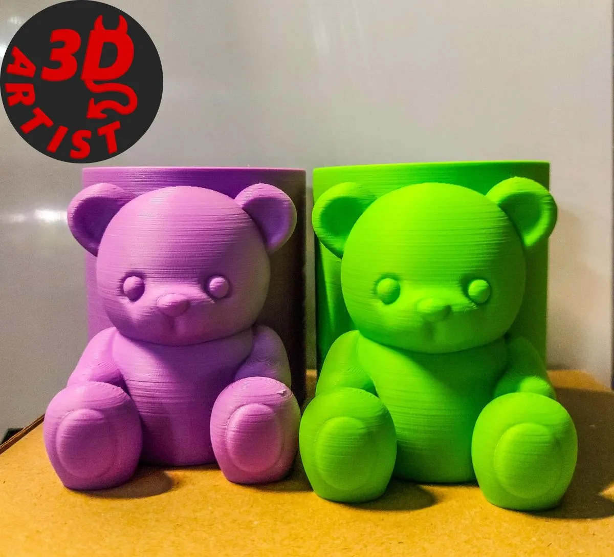 Pretty Bear Pen Holder 3D Print Model .c4d .max .obj .3ds .fbx .stl .blend
