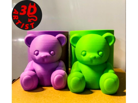 Portapenne con grazioso orsetto Modello di stampa 3D
