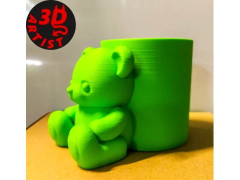 Pretty Bear Pen Holder 3D Print Model