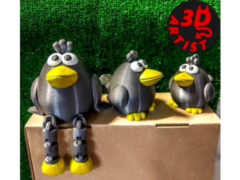Crow Figurines Set 3 models 3D Print Model