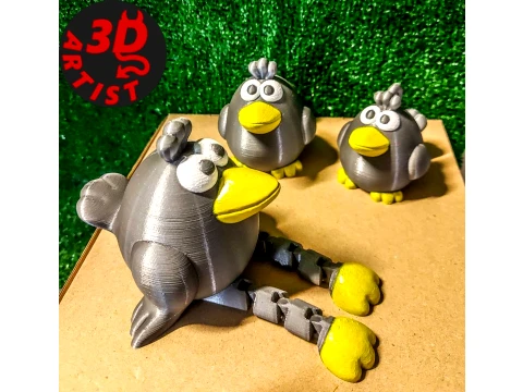 Crow Figurines Set 3 models 3D Print Model