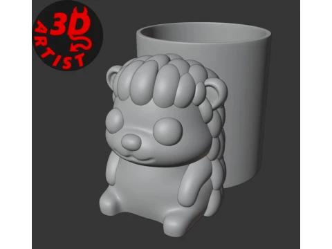 Pretty Hedgehog Pen Holder 3D Print Model