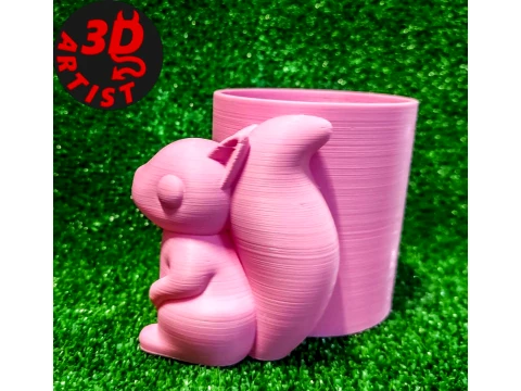 Pretty Squirrel Pen Holder 3D Print Model