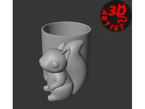 Pretty Squirrel Pen Holder 3D Print Model