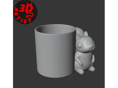 Pretty Squirrel Pen Holder 3D Print Model