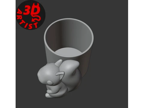 Pretty Squirrel Pen Holder 3D Print Model