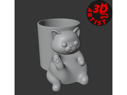 Ładny uchwyt na długopis z kotem Model do druku 3D