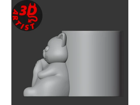 Pretty Cat Pen Holder 3D Print Model