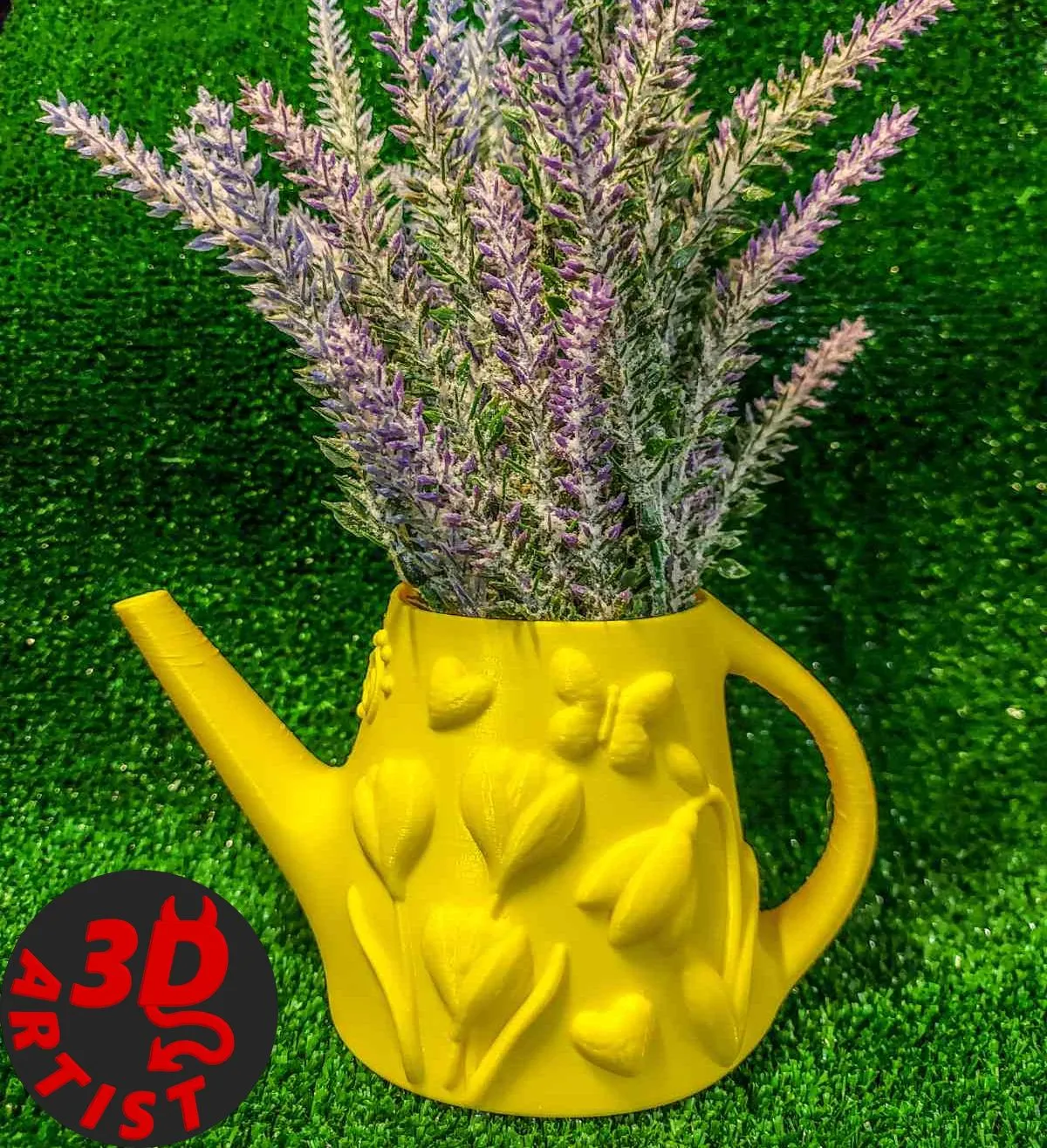 Patterned Vase Watering Can Spring Flowers 3D Print Model .c4d .max .obj .3ds .fbx .stl .blend 