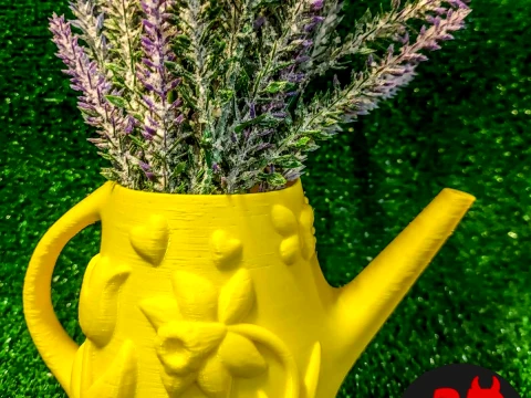 Patterned Vase Watering Can Spring Flowers 3D Print Model