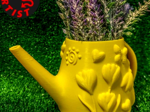 Patterned Vase Watering Can Spring Flowers 3D Print Model