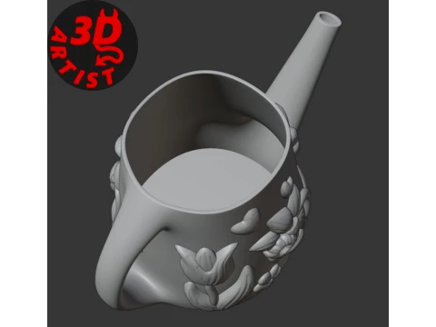 Patterned Vase Watering Can Spring Flowers 3D Print Model