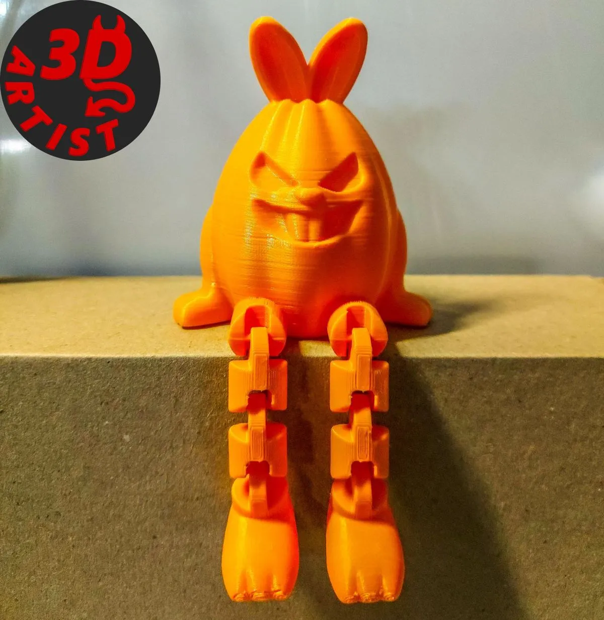 Halloween Pumpkin Bunny Articulated Legs Figurine 3D Print Model .c4d .max .obj .3ds .fbx .stl .blend 