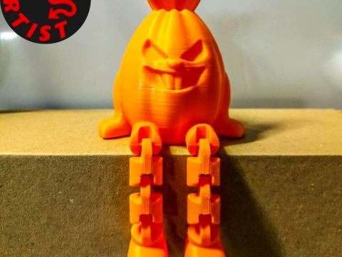 Halloween Pumpkin Bunny Articulated Legs Figurine 3D Print Model