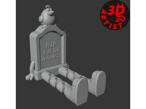 A gravestone and a crow Halloween decor Set 2 models 3D Print Model