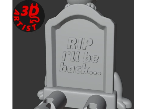 A gravestone and a crow Halloween decor Set 2 models 3D Print Model