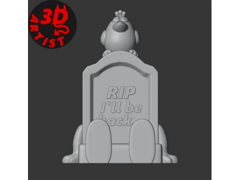 A gravestone and a crow Halloween decor Set 2 models 3D Print Model