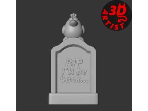 A gravestone and a crow Halloween decor Set 2 models 3D Print Model