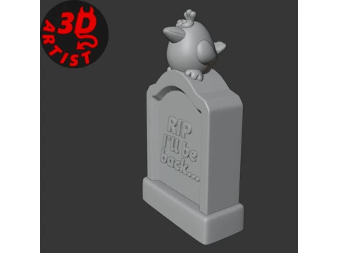 A gravestone and a crow Halloween decor Set 2 models 3D Print Model