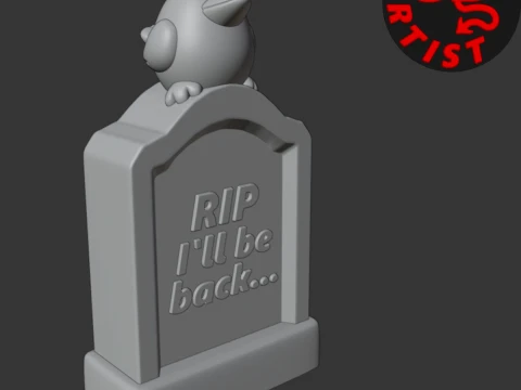 A gravestone and a crow Halloween decor Set 2 models 3D Print Model