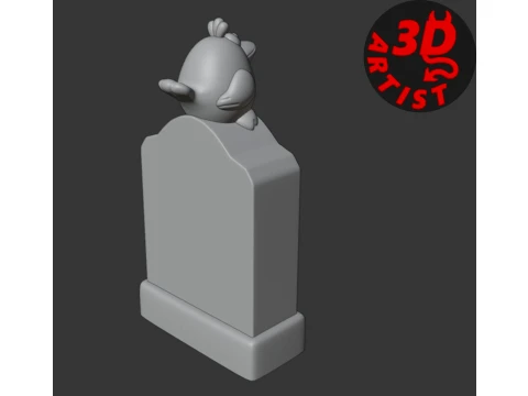 A gravestone and a crow Halloween decor Set 2 models 3D Print Model