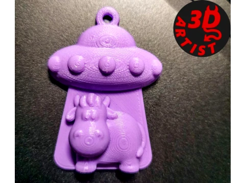 UFO and Cow Keychain 3D Print Model