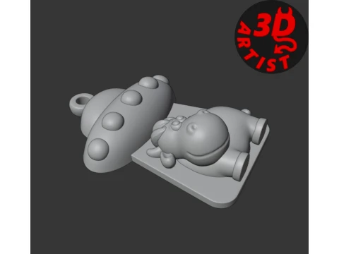 UFO and Cow Keychain 3D Print Model