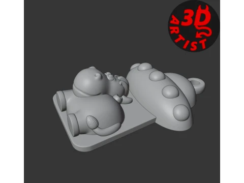 UFO and Cow Keychain 3D Print Model