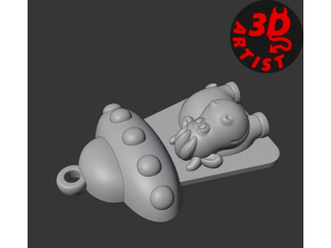 UFO and Cow Keychain 3D Print Model