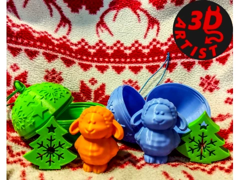Boule de No&euml;l avec surprise 2 jouets de poche &agrave; l'int&eacute;rieur V2 Modèles 3D en vedette
