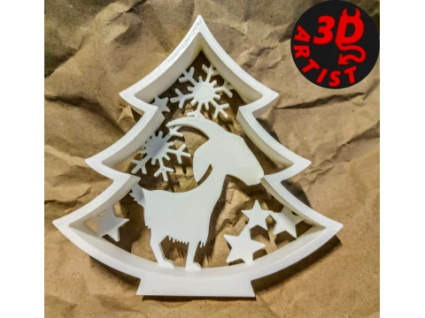 Arbre de No&euml;l en ch&egrave;vre V2 Modèles 3D en vedette