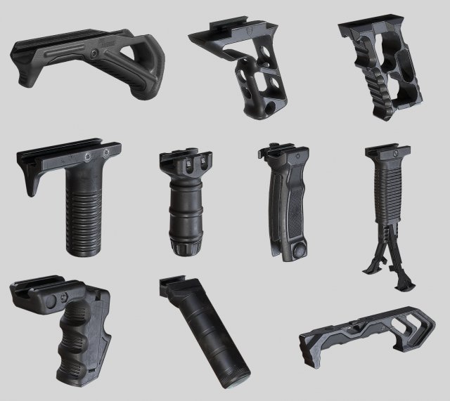 pbr tactical front grips pack 3D Modell in Zubehor 3DExport