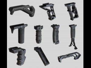 pbr tactical front grips pack Modèle 3D