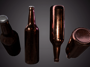 beer bottle and cap set - pbr game ready 3D Model