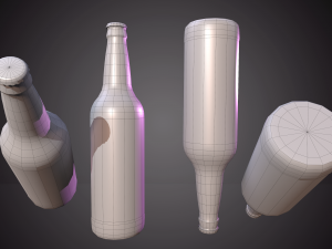 beer bottle and cap set - pbr game ready 3D Model