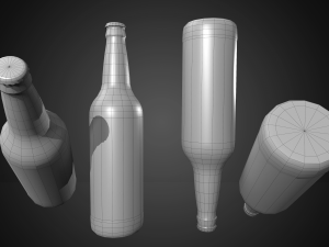 beer bottle and cap set - pbr game ready 3D Model