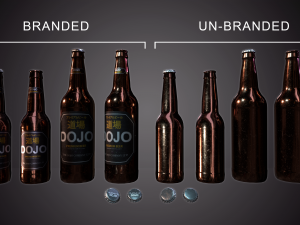 beer bottle and cap set - pbr game ready 3D Model