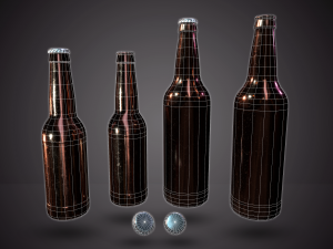 beer bottle and cap set - pbr game ready 3D Model
