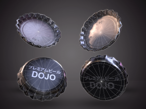 beer bottle and cap set - pbr game ready 3D Model