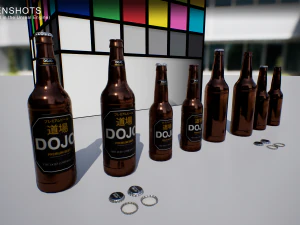 beer bottle and cap set - pbr game ready 3D Model