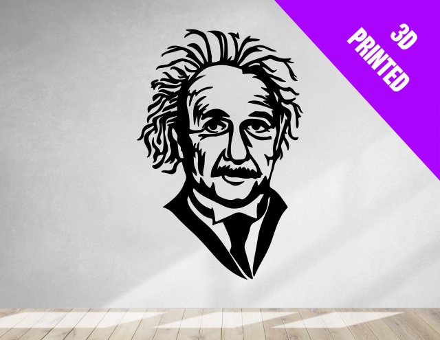 albert einstein wall sculpture - 2d art - 3d print 3D 프린트 모델 .c4d .max .obj .3ds .fbx .stl .blend 