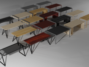 set of working tables lowpoly 3D Модель