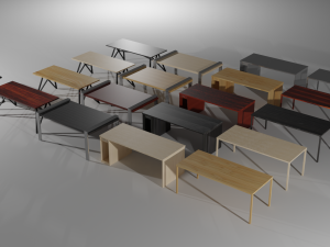 set of working tables lowpoly 3D 模型