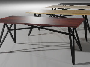 set of working tables lowpoly 3D Model