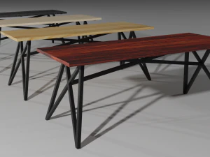 set of working tables lowpoly 3D Model