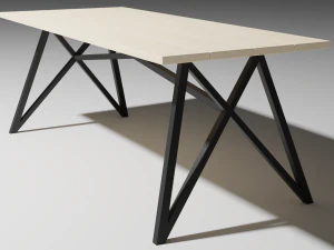 set of working tables lowpoly 3D Model