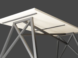 set of working tables lowpoly 3D Model