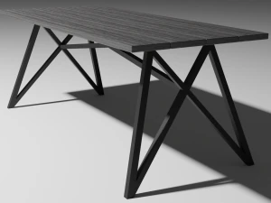 set of working tables lowpoly 3D Model