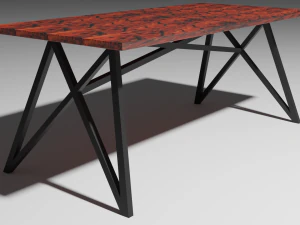 set of working tables lowpoly 3D Model